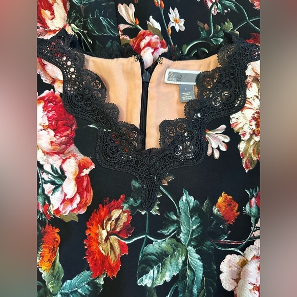 Chelsea 28 Black Foxie Floral Lace Trim Mini Dress size L - Picture 10 of 10